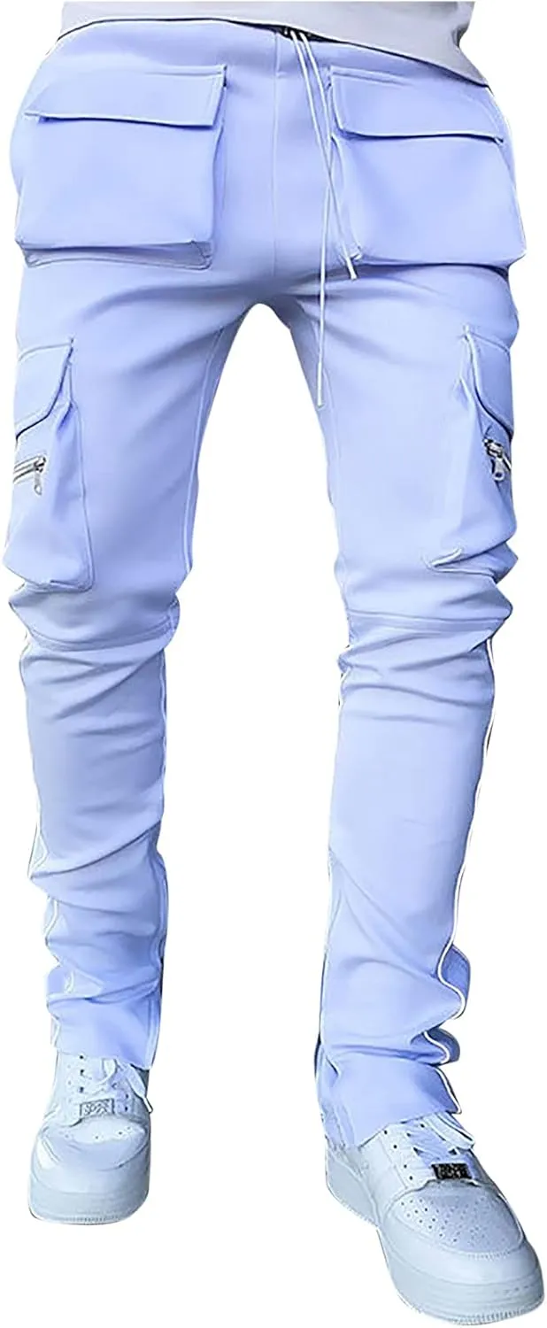 Men's Multi Pocket Cargo Pants Punk Rock Street Harem Pant Reflective Technical Hip Hop Sport Sweatpants