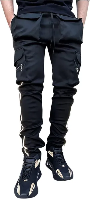 Men's Multi Pocket Cargo Pants Punk Rock Street Harem Pant Reflective Technical Hip Hop Sport Sweatpants