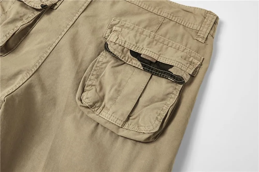 Men's Multi Pockets Military Cargo Shorts - Summer Cotton Regular Fit Tactical Shorts