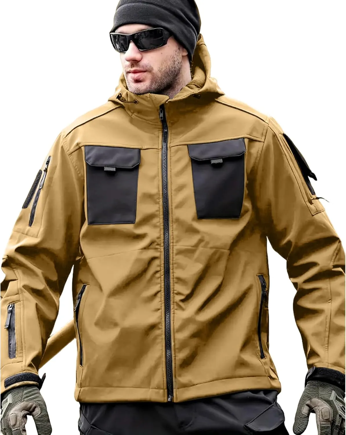 Men's Outdoor Tactical Jacket Softshell Waterproof Lightweight Windbreaker Multi Pockets Hunting Hiking Jackets