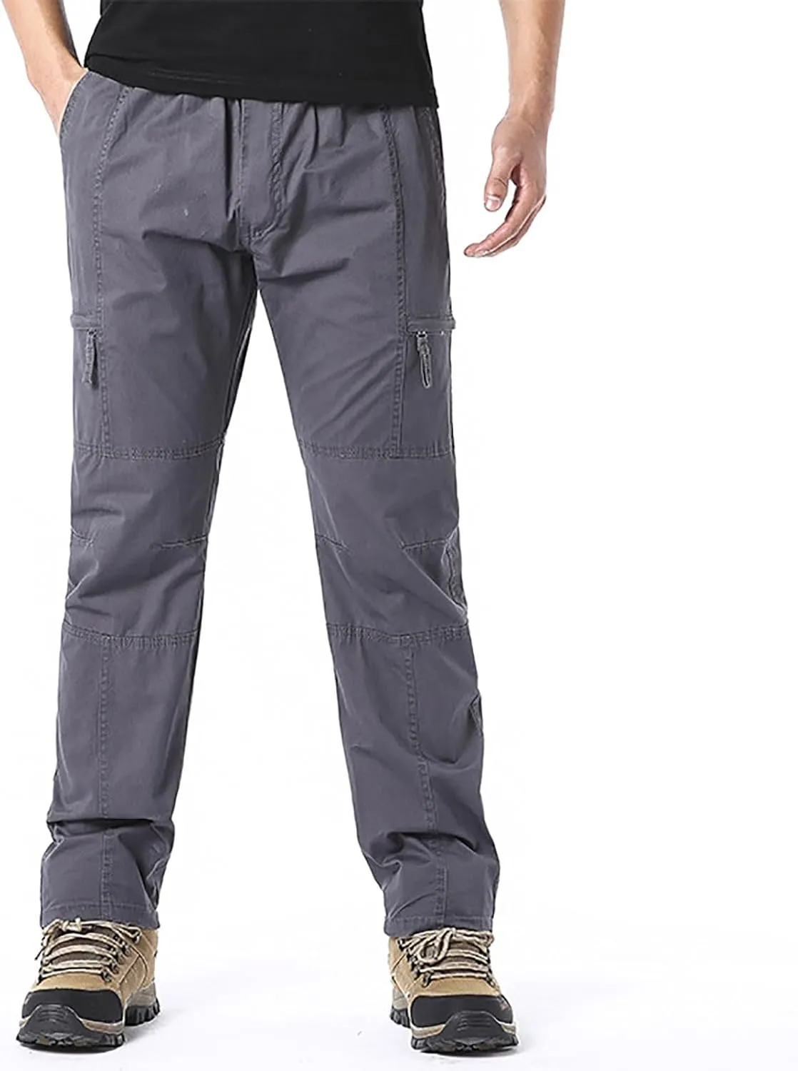 Mens Pants Casual Mencomfy Cargo Pants Relaxed Fit Straight Leg Outdoor Work Athletic Workout Joggers with Pocket