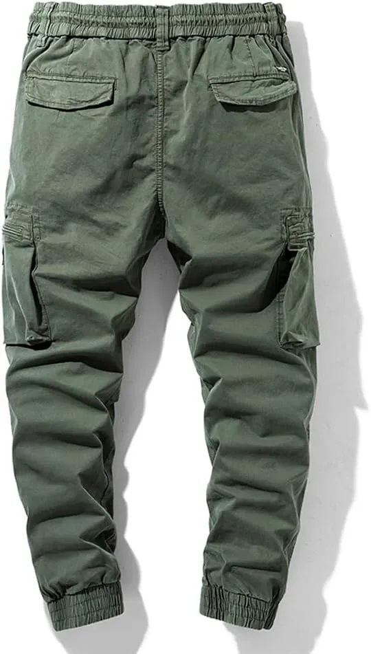Men's Regular Fit Military Cargo Pants Multi Pockets Cotton Drawstring Tactical Trousers
