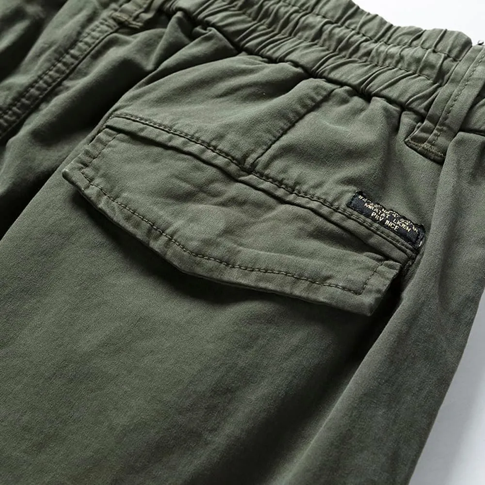 Men's Regular Fit Military Cargo Pants Multi Pockets Cotton Drawstring Tactical Trousers