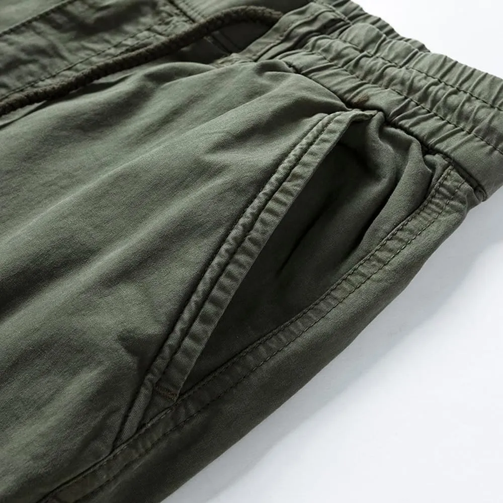 Men's Regular Fit Military Cargo Pants Multi Pockets Cotton Drawstring Tactical Trousers