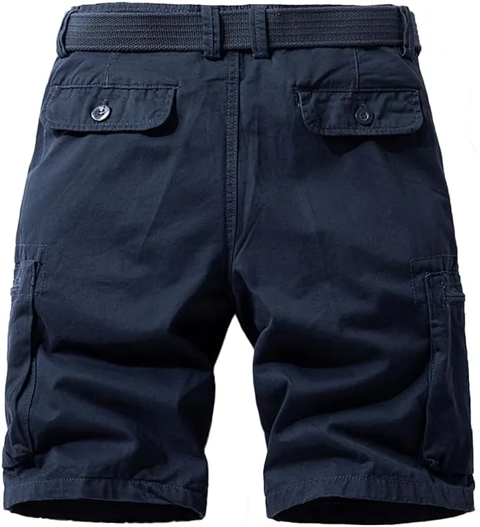 Men's Regular Fit Tactical Cargo Shorts Summer Cotton Multi Pockets Military Shorts