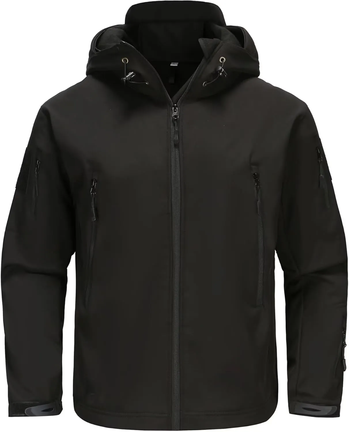Men's Soft Shell Water-resistant Winter Jacket Fleece Lined 6 Pockets Hooded Tactical Jacket