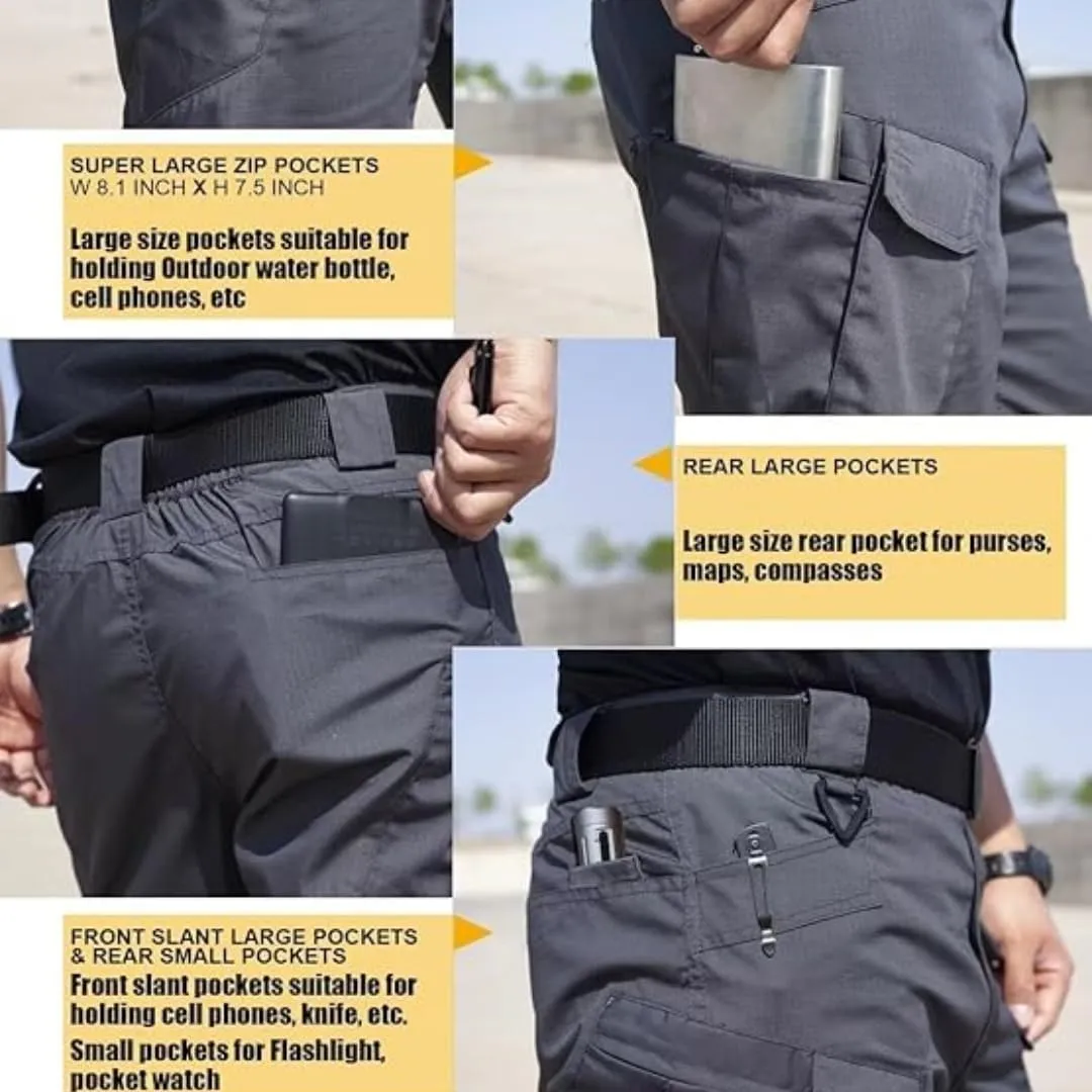 Men's Stretch Tactical Pants,Water Resistant Ripstop Cargo Pants,Lightweight Hiking Pants Outdoor Work Pants,Multi Pockets