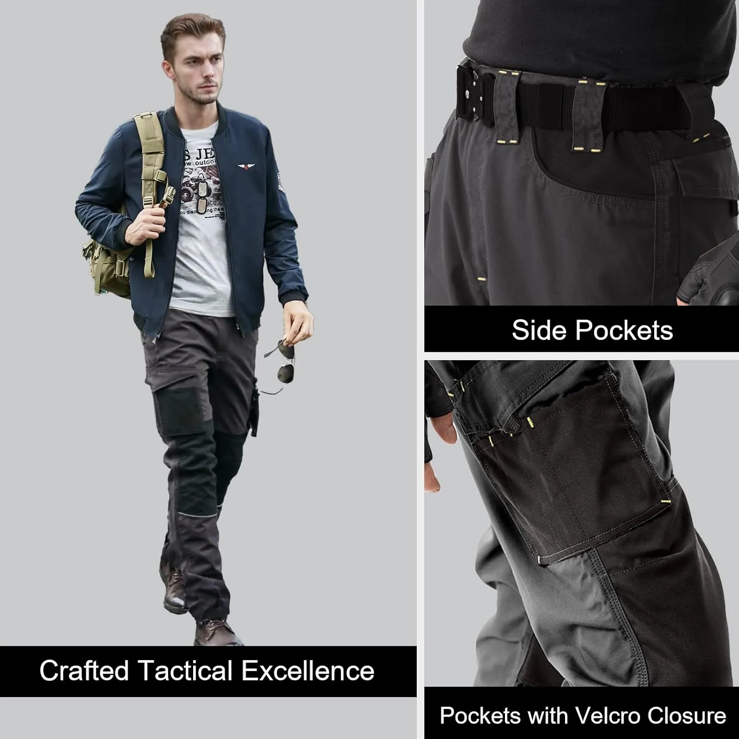 Men's Tactical Cargo Pants, Ripstop Outdoor Lightweight Hiking Work Fishing Pant Multi Pocket Outdoor Apparel
