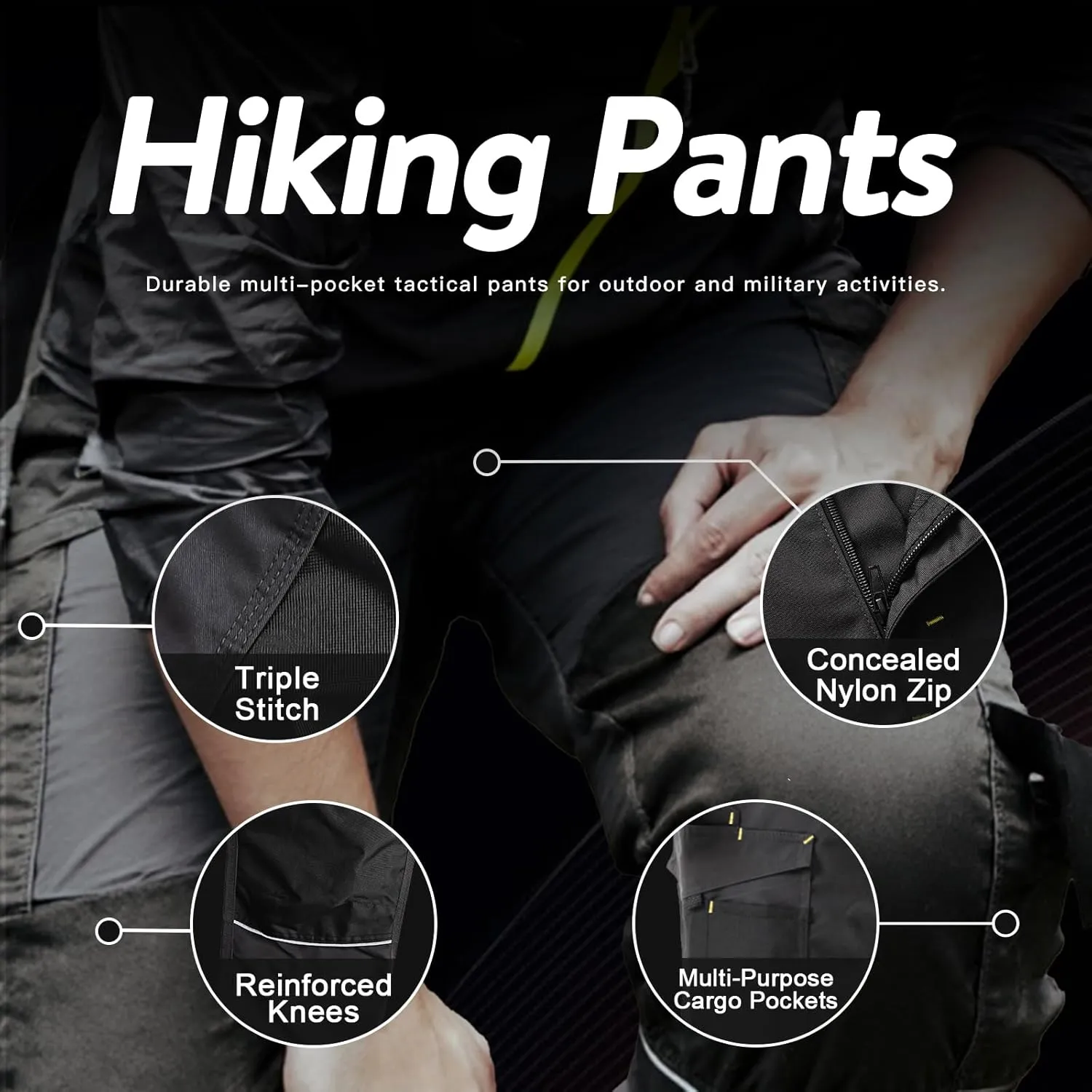 Men's Tactical Cargo Pants, Ripstop Outdoor Lightweight Hiking Work Fishing Pant Multi Pocket Outdoor Apparel