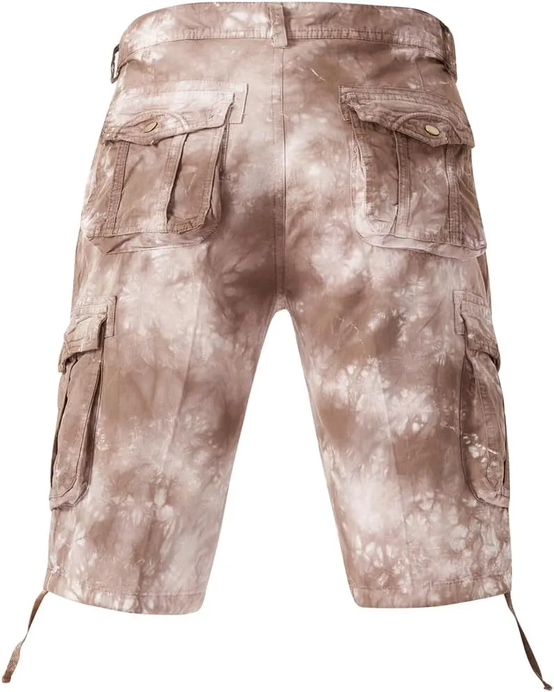 Men's Tie-dye Cargo Shorts - Summer Regular-Fit Military Shorts with Multi-Pockets