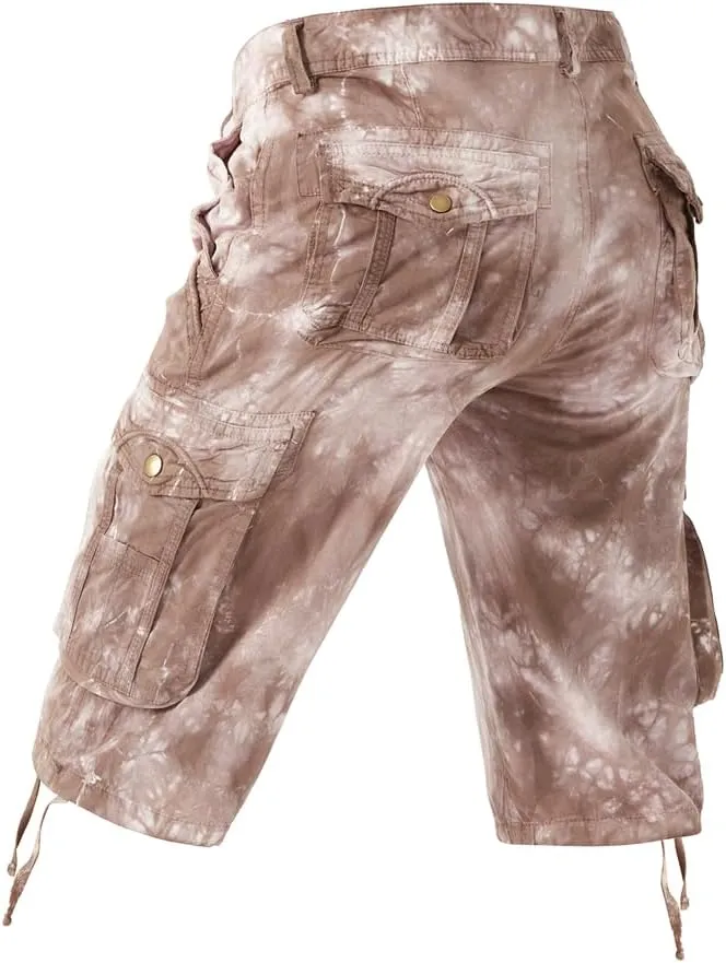Men's Tie-dye Cargo Shorts - Summer Regular-Fit Military Shorts with Multi-Pockets