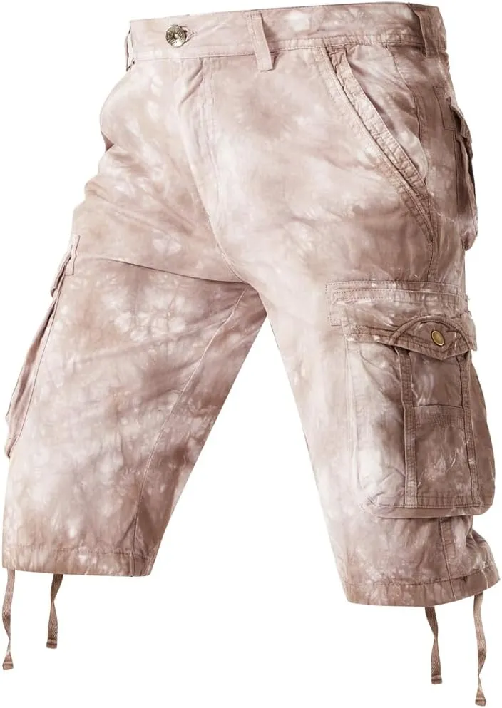 Men's Tie-dye Cargo Shorts - Summer Regular-Fit Military Shorts with Multi-Pockets