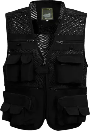 Mens Tool Multi Pockets Mesh Work Sleeveless Jacket Summer Fishing Waistcoat Tactical Outdoor Mesh Vest