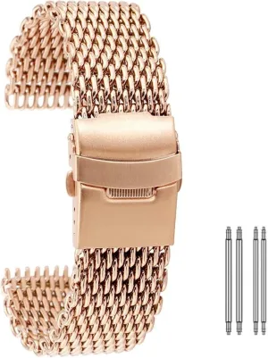 Men's Watchbands 18mm 20mm 22mm 24mm Black/Blue/Rose Gold Stainless Steel Mesh Wristband Fashion Men's Strap