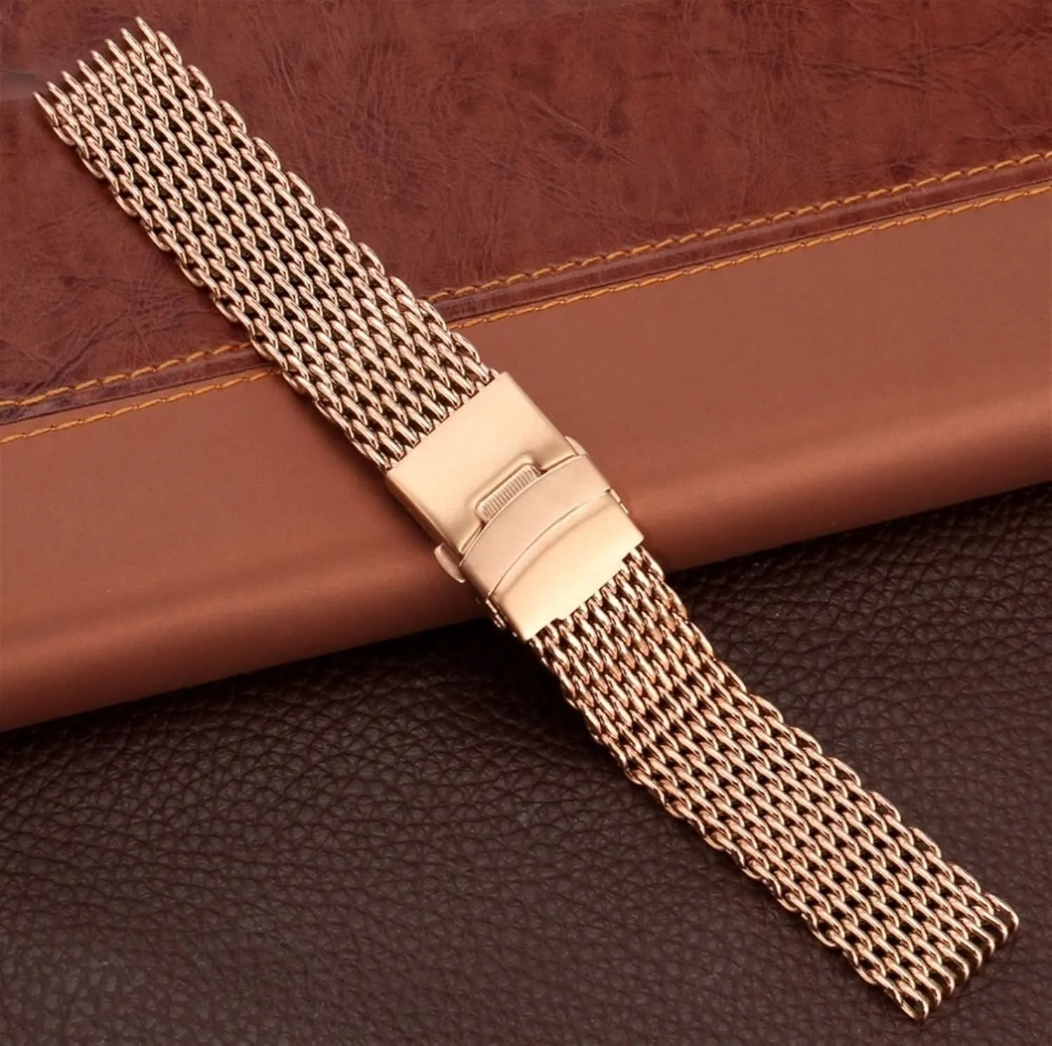 Men's Watchbands 18mm 20mm 22mm 24mm Black/Blue/Rose Gold Stainless Steel Mesh Wristband Fashion Men's Strap