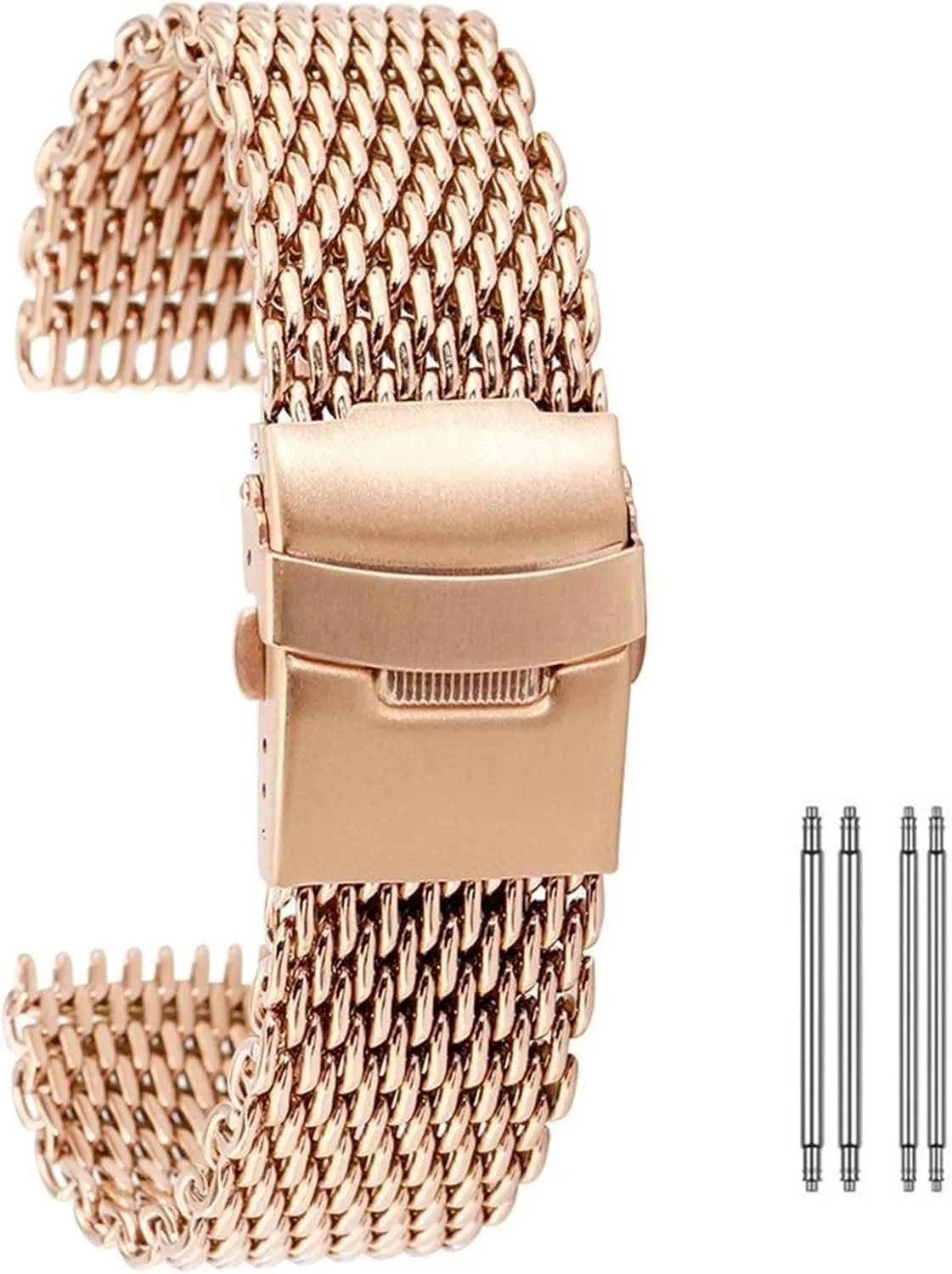 Men's Watchbands 18mm 20mm 22mm 24mm Black/Blue/Rose Gold Stainless Steel Mesh Wristband Fashion Men's Strap