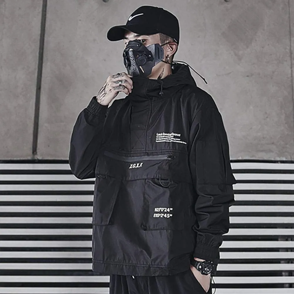 MFCT Men's Techwear Waterproof Windbreaker with Funnel Hoodie