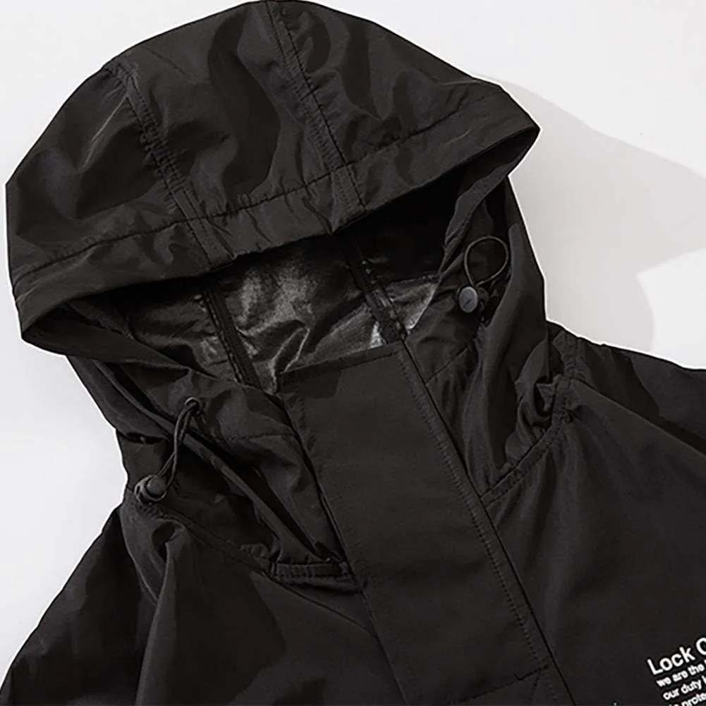 MFCT Men's Techwear Waterproof Windbreaker with Funnel Hoodie