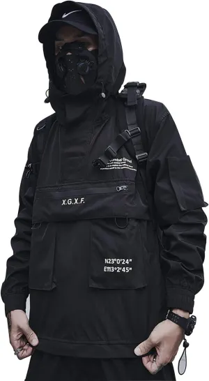 MFCT Men's Techwear Waterproof Windbreaker with Funnel Hoodie
