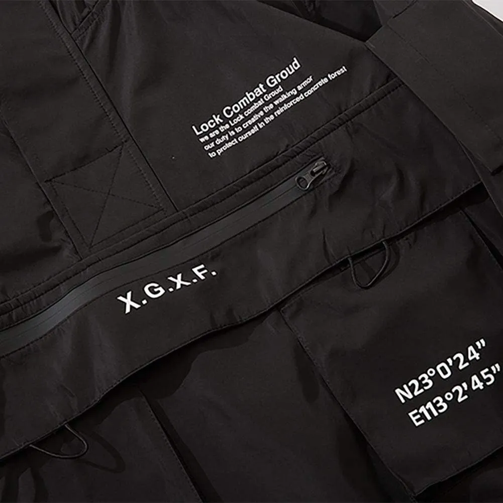 MFCT Men's Techwear Waterproof Windbreaker with Funnel Hoodie