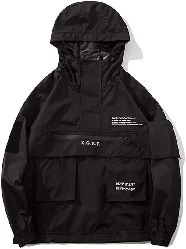 MFCT Men's Techwear Waterproof Windbreaker with Funnel Hoodie