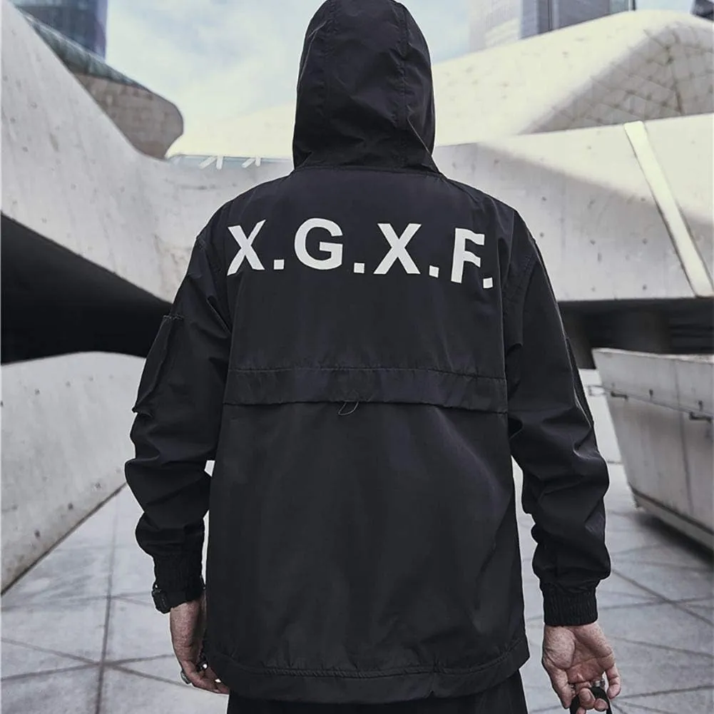 MFCT Men's Techwear Waterproof Windbreaker with Funnel Hoodie