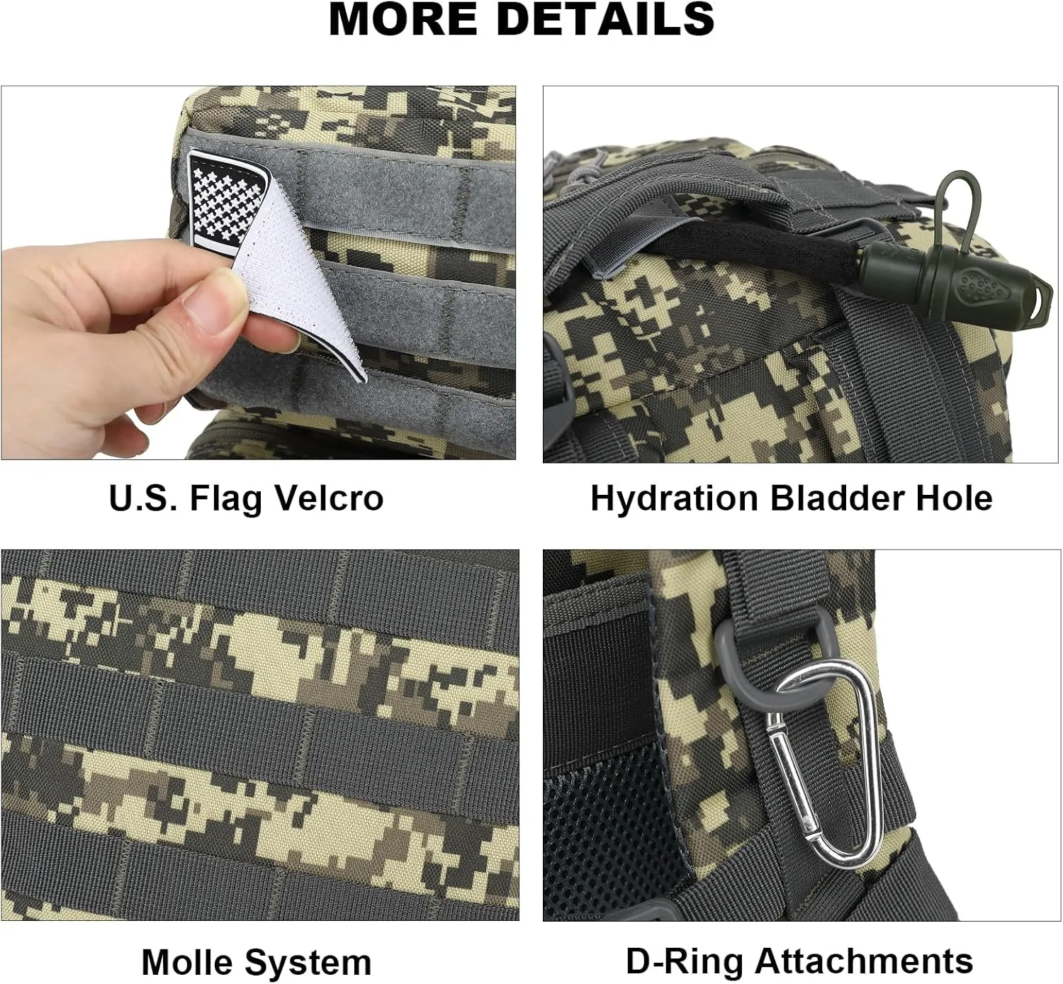 Military Tactical Backpack for Men Women, 3 Day Assault Pack Army Molle Bag Hiking Backpacks (ACU Camo)