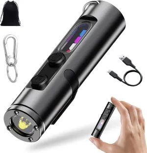 Mini - The Ultimate Everyday Micro Tool, Rechargeable LED Magnetic Super Bright Tactical Flashlight High Lumens with Hat Clip, Portable Keychain Flashlight (Black, 1)