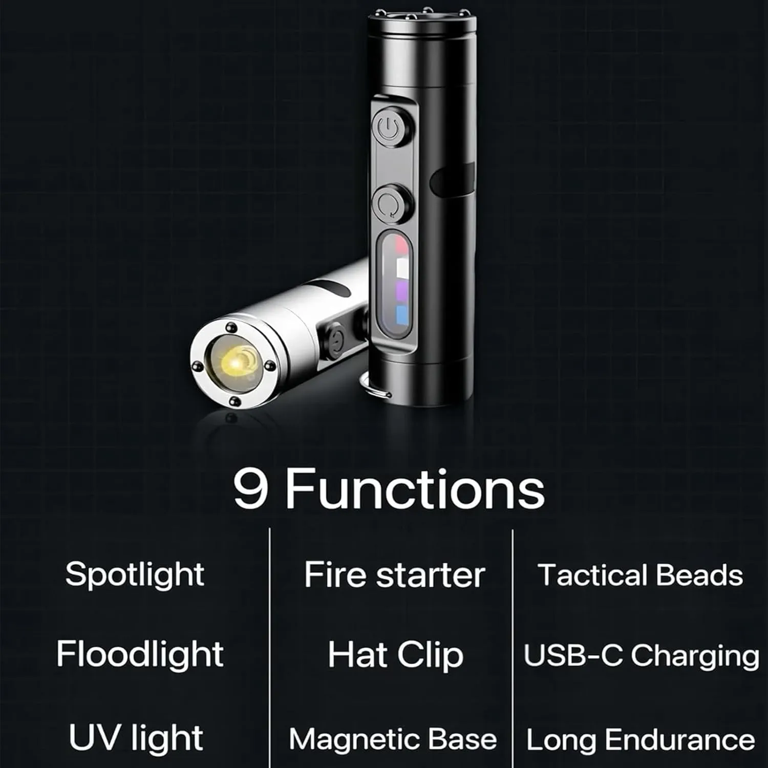 Mini - The Ultimate Everyday Micro Tool, Rechargeable LED Magnetic Super Bright Tactical Flashlight High Lumens with Hat Clip, Portable Keychain Flashlight (Black, 1)