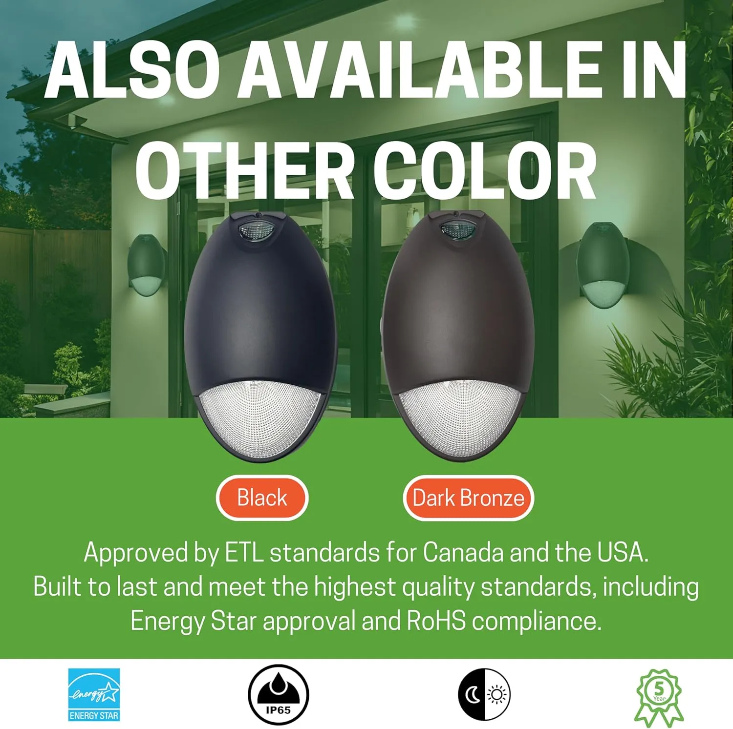 Mini Wall Pack Outdoor Emergency Lights, P65, Battery Backup 90mins Power, Photocell Sensor, Wet Resistant, LED Emergency Backup Lighting for Business and Home (Black)