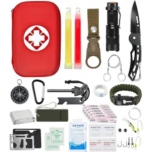 mione 37 Piece First-Aid Kit Car Emergency Kit Small Waterproof Camping Equipment for Camping Hiking Home Travel Go Bag Fully stocked with 1st aid Medical Supplies