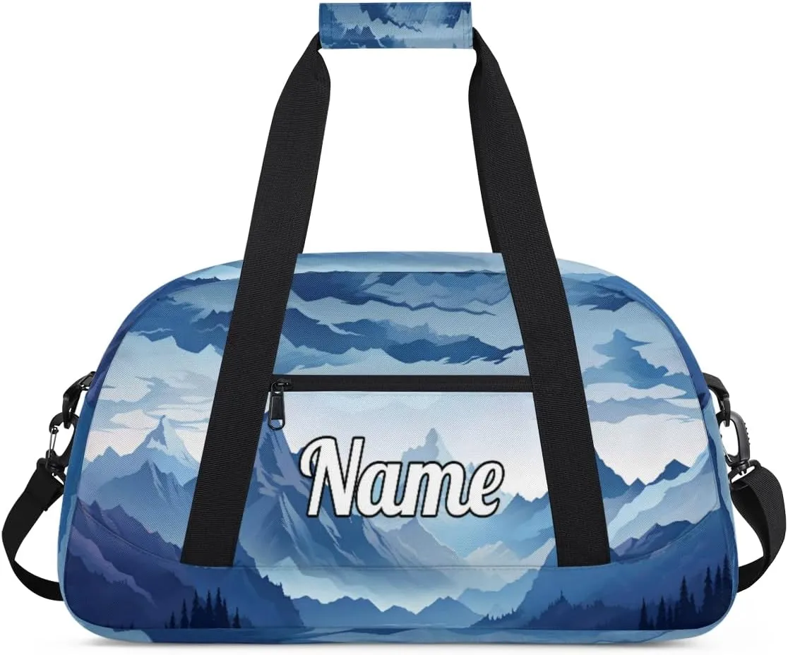 Misty Forest Mountain Custom Sports Gym Bag Personalized Dance Bag Teens Travel Weekender Overnight Carry On Bag Boys Girls Waterproof