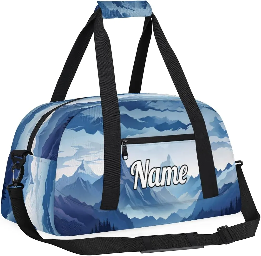 Misty Forest Mountain Custom Sports Gym Bag Personalized Dance Bag Teens Travel Weekender Overnight Carry On Bag Boys Girls Waterproof