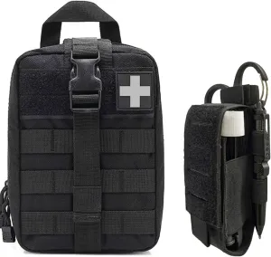 Molle Ifak Pouch & Tactical TQ Tourniquet Pouch Holder, Moll Medical First Aid Pouch Bag for Hiking Camping
