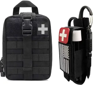 Molle Tourniquet Holder & Ifak Pouch Rip Away, Upgrade Laser Cut TQ Pouch & Tactical First Aid Medical Pouch Bag