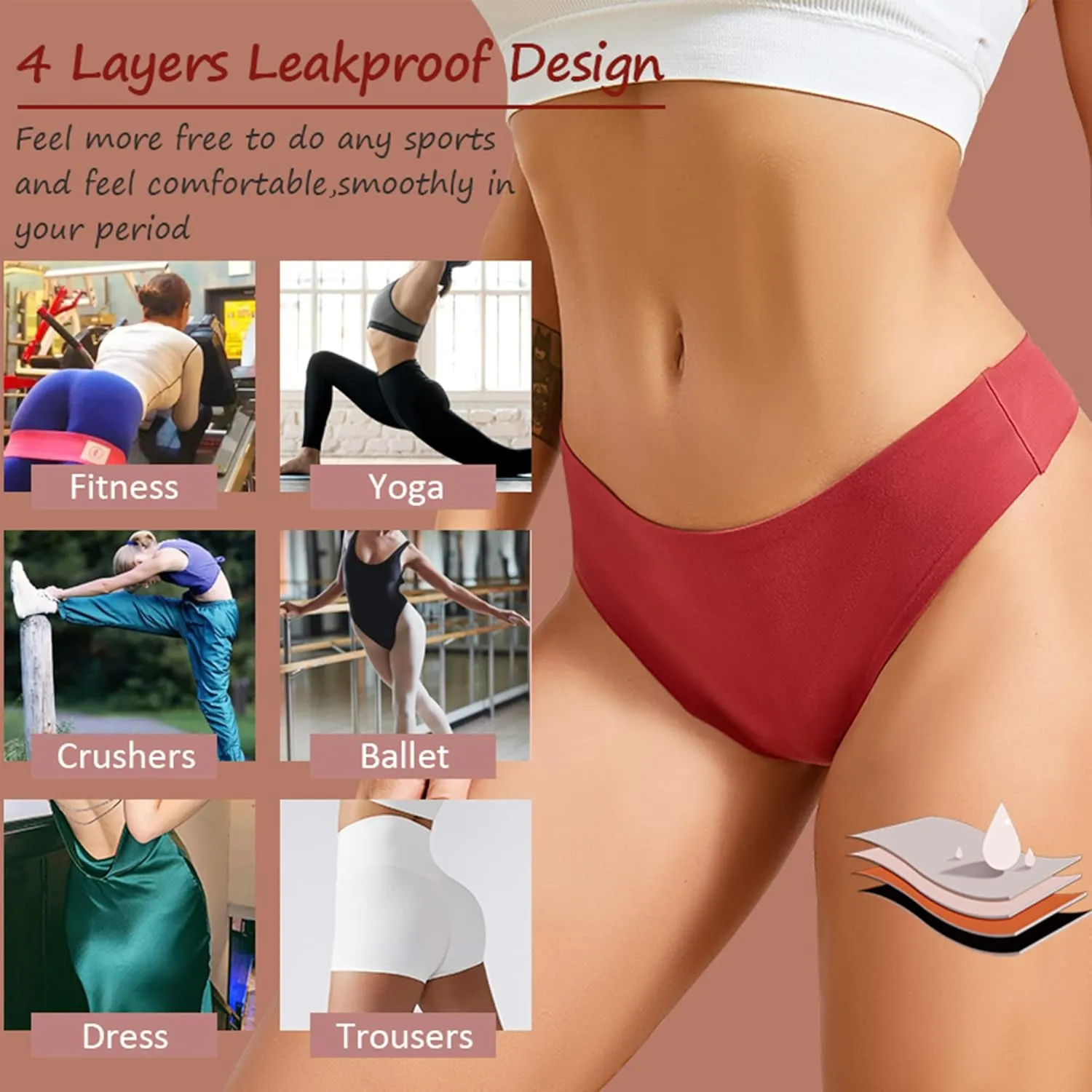 Mordlanka Period Underwear for Women Nylon Period Thong Leak Proof Panties Sexy Period Panties