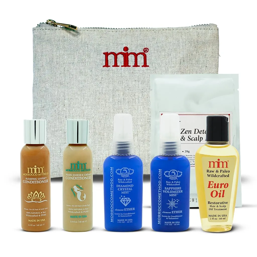 Morrocco Method-Travel, Trial and Gift Set-6 Varieties of All Natural Conditioners. Chemical & Paraben Free. Vegan & Paleo Friendly.