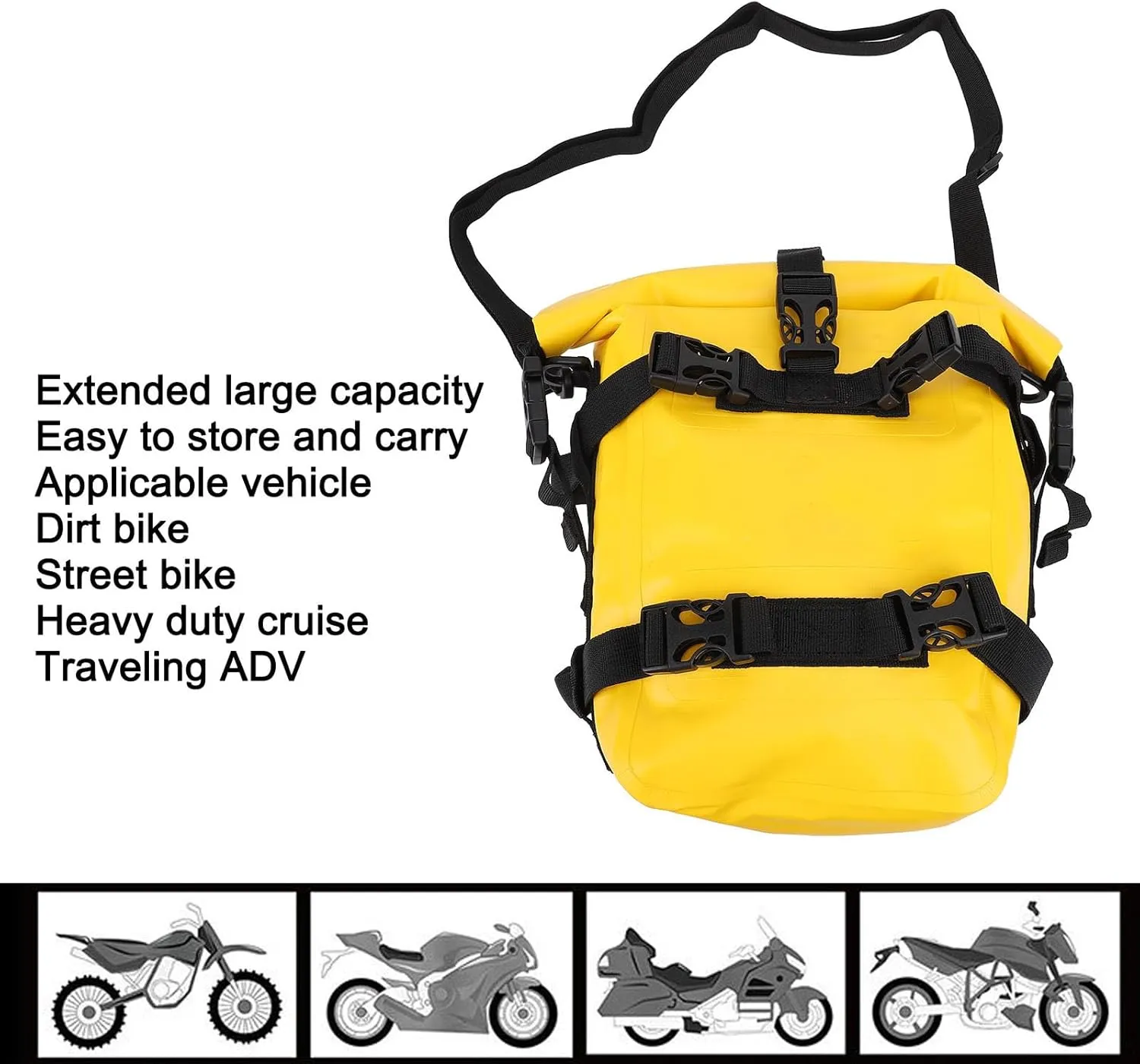 Motorcycle Bumper Bag, Water Large Capacity Anti Slip PVC Side Frame Crash Bar Riding Bag Saddle Bag for Dirt Street