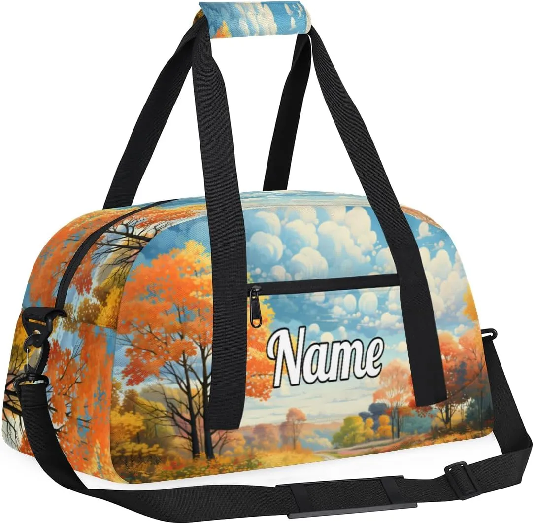 Mountain Landscape Natural Vector Custom Sports Gym Bag Personalized Dance Bag Teens Travel Weekender Overnight Carry On Bag Boys Girls Waterproof