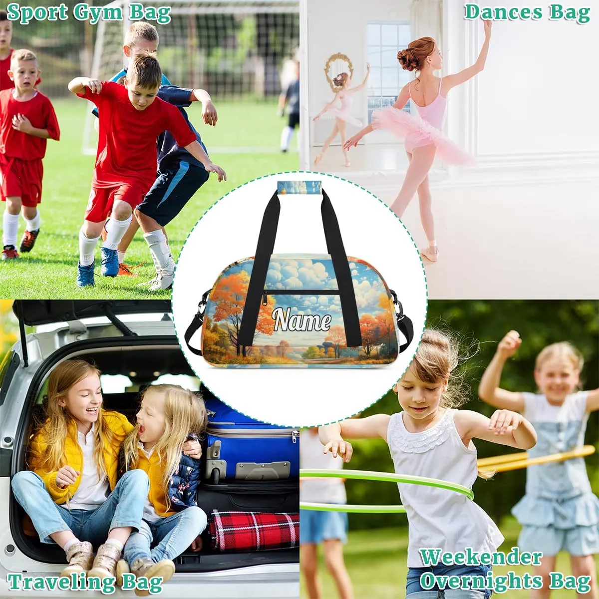 Mountain Landscape Natural Vector Custom Sports Gym Bag Personalized Dance Bag Teens Travel Weekender Overnight Carry On Bag Boys Girls Waterproof