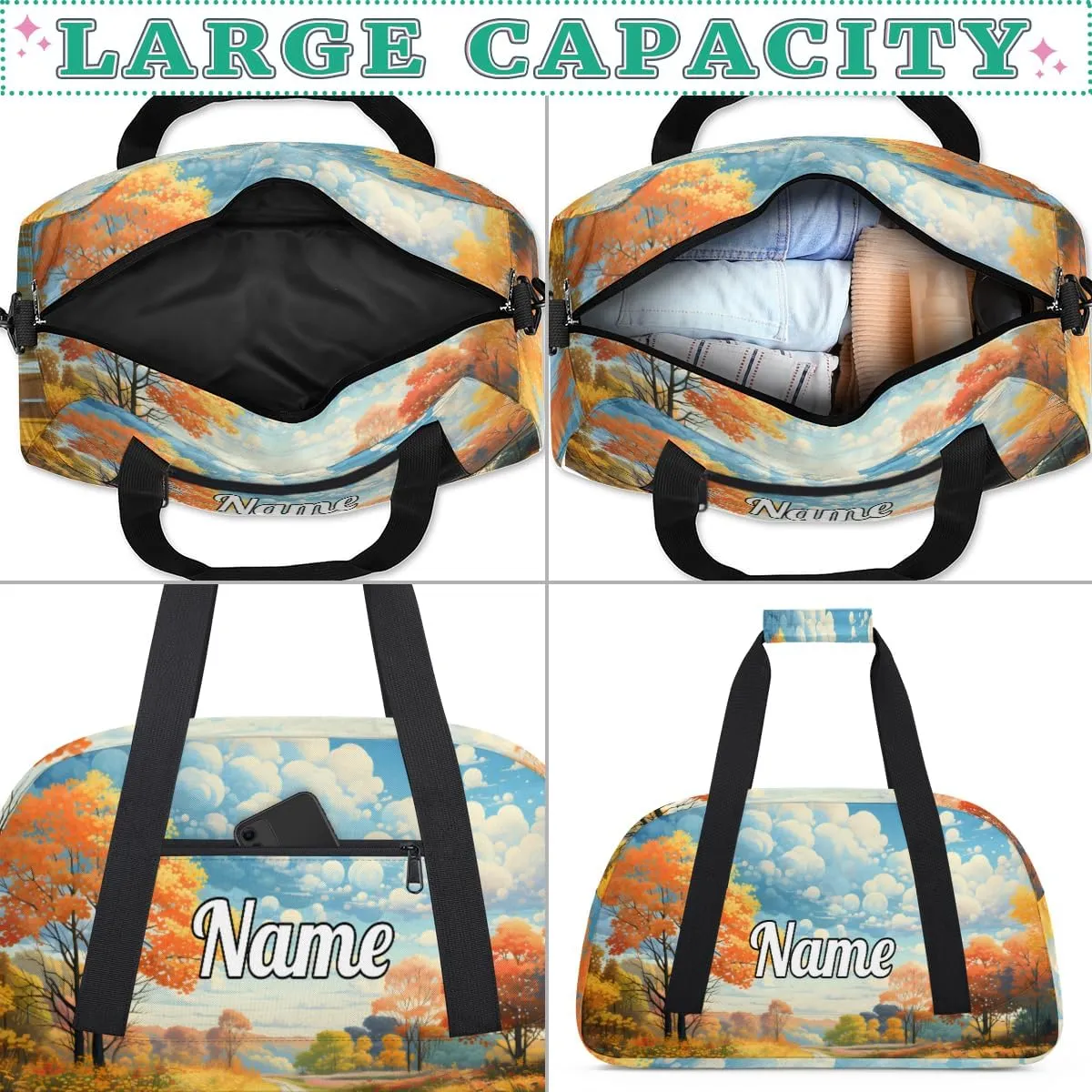 Mountain Landscape Natural Vector Custom Sports Gym Bag Personalized Dance Bag Teens Travel Weekender Overnight Carry On Bag Boys Girls Waterproof