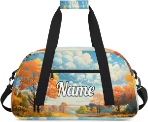 Mountain Landscape Natural Vector Custom Sports Gym Bag Personalized Dance Bag Teens Travel Weekender Overnight Carry On Bag Boys Girls Waterproof