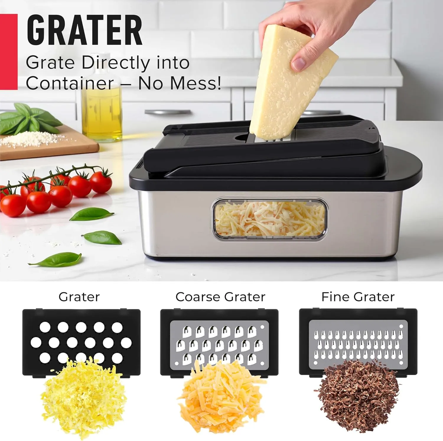 Mueller Pro-Series 10-in-1, 8 Blade Stainless Steel Multi Vegetable Chopper And Mandoline Slicer, Kitchen Tools and Gadgets, Food and Veggie Chopper, Mincer, Dicer, French Fry Cutter, Black