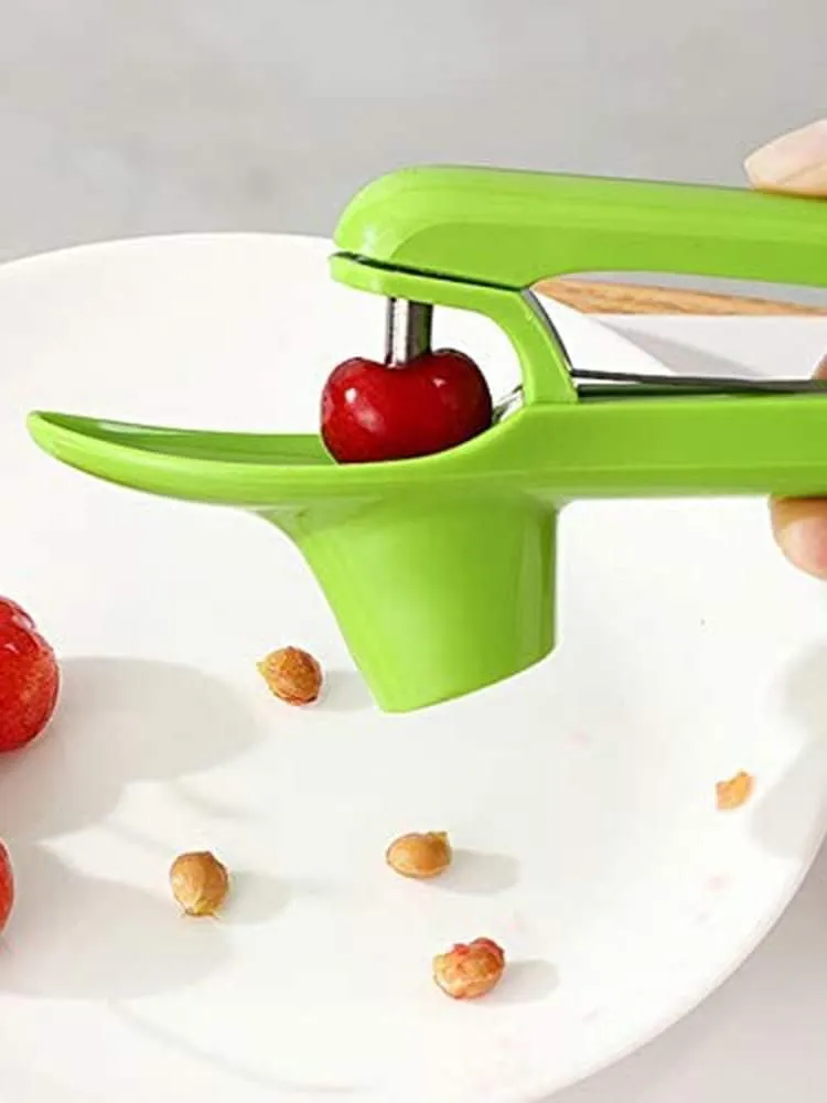 Multi Cherry Pitting Tool, Cherry Piter, Cherry Bone Remover with Stainless Steel Rod, Olive Depiter, (Red)