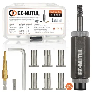 Multi-Grip Rivet Nut Installation Tool Set Pre-Bulbed Shank Flat Head Threaded Insert Nut Plus Nuts Assortment Kit Cross Rivnut for Construction Industrial (5/16-18(Plus Nut Tool-6pcs, Stainless))