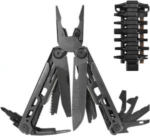 Multi-Tool Pliers with 14-in-1 Functions, Stainless Steel, Compact Folding Design (black)