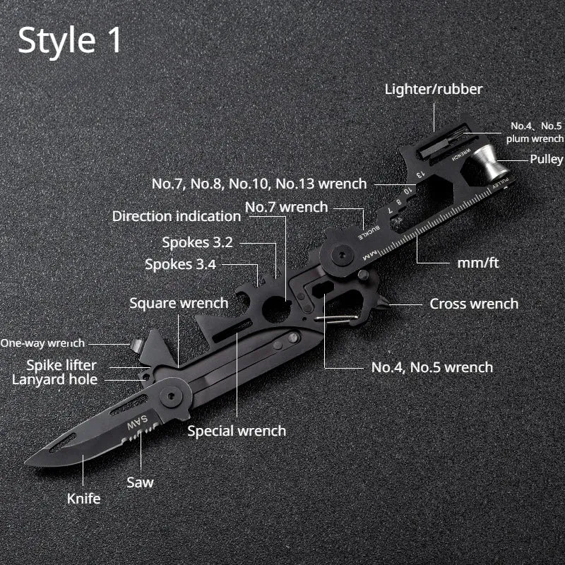 Multifunctional Outdoor Pocket Tool Combination Card with Tactical Knife