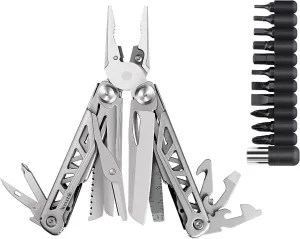 Multitool Pliers NODUOBIIO, 17-in-1 Pocket Knife Pliers Kit, Replaceable Wire Cutters, Spring-Action Scissors and Nylon Sheath, 420 Stainless Steel Multi-tool for Camping, Hunting, Fishing and Hiking