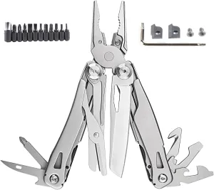 Multitool Pliers Scissors with Replaceable Jaws Stainless Steel Pocket Multitools Pliers and Scissors with Pocket clip for Camping Hiking and Daily Maintenance