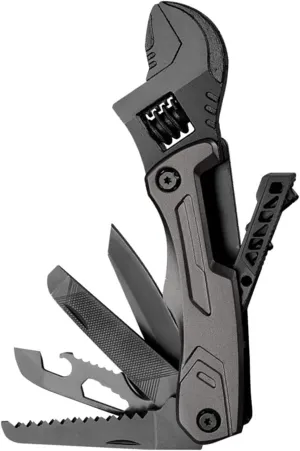Multitool Wrench, Adjustable Multifunctional Multi Tool Wrench, Stainless Steel Portable Folding Stainless Steel Tool, Multi Purpose Wrench for Outdoor Maintenance